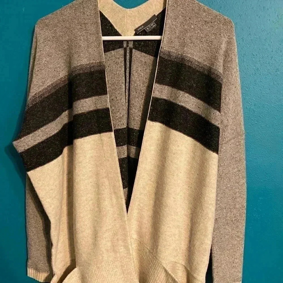 Vince Cashmere & Wool Striped Open Cardigan - Picture 3 of 6